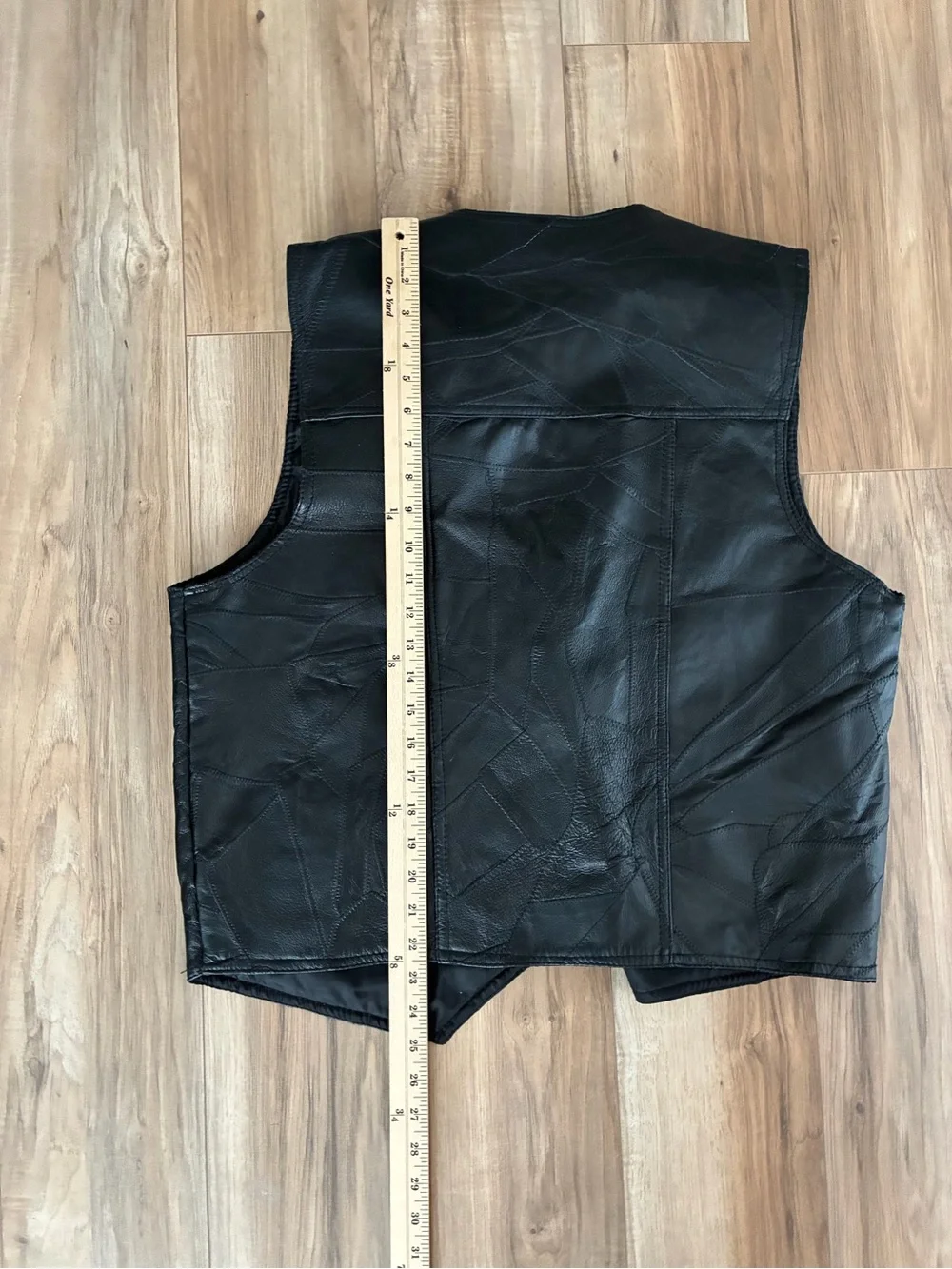 Italian Stone Design Genuine Leather Black Men's Vest Button Front Biker